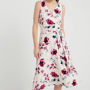 Ralph Lauren Cream and Red Floral Midi Dress